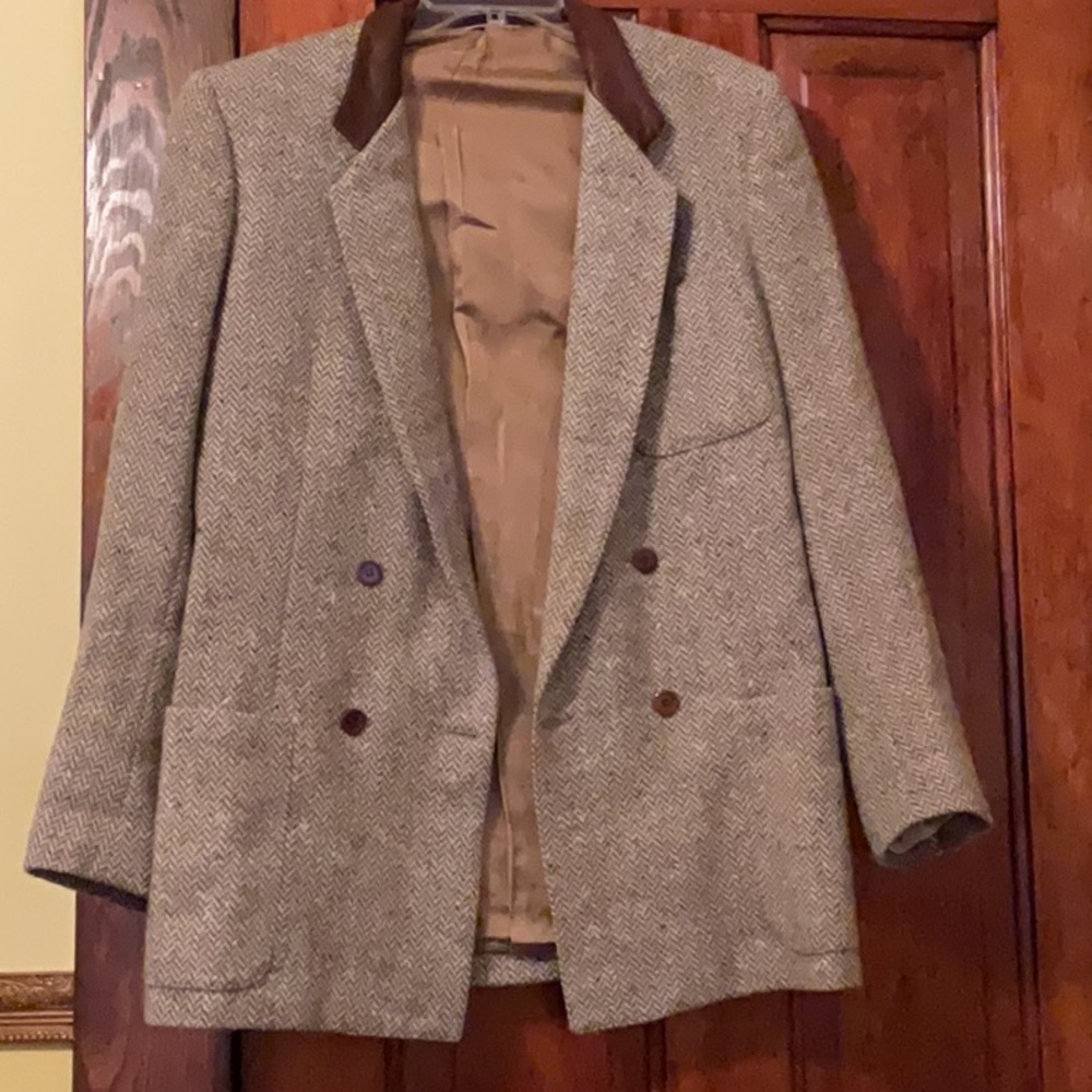 Vintage Gucci Blazer/Jacket wool tweed with leather trim - Picture 3 of 13